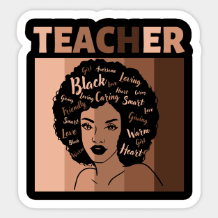 Black Smart Teacher Afro Love Melanin of African American Sticker